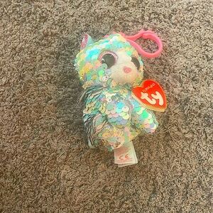 small keychain ty plush Whimsy cat sequin flippables